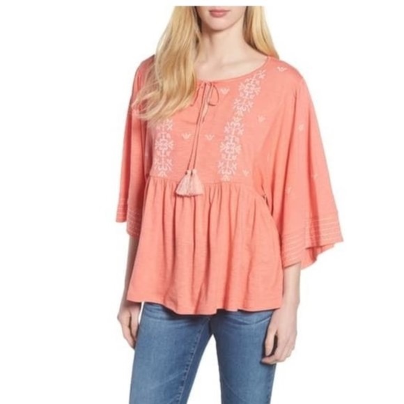 Caslon Embroidered Peasant Top - Picture 1 of 4